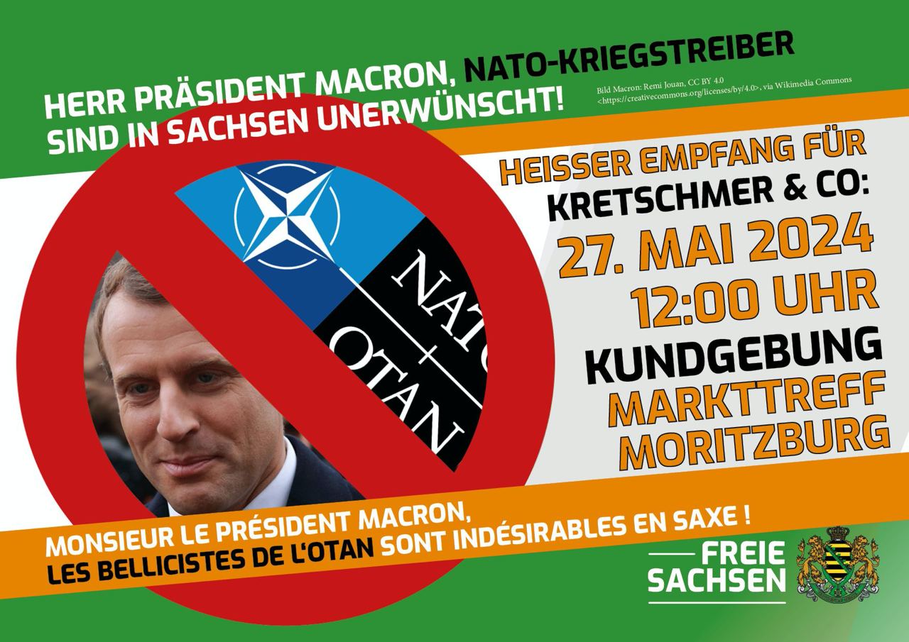 Demonstration gegen Besuch von Macron in Moritzburg am 27.05.2024